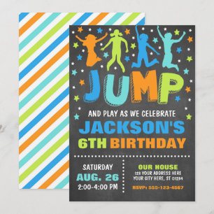 Jump Birthday Invitation, Trampoline Bounce House Kaart