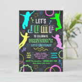 Jump birthday invitations, trampolining party kaart (Staand voorkant)