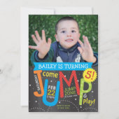 Jump Birthday Party Photo Brights on Chalkboard Kaart (Voorkant)