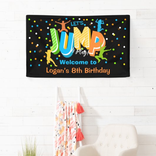 Jump Birthday Party Vinyl Welkom Banner (Insitu)