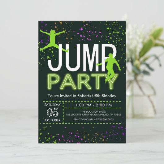 Jump Birthday Uitnodiging (Staand voorkant)