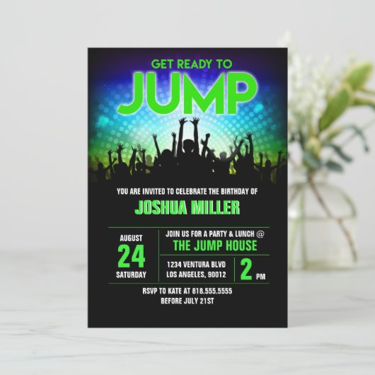 Jump Birthday Uitnodiging (Staand voorkant)