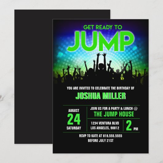 Jump Birthday Uitnodiging (Voorkant / Achterkant)