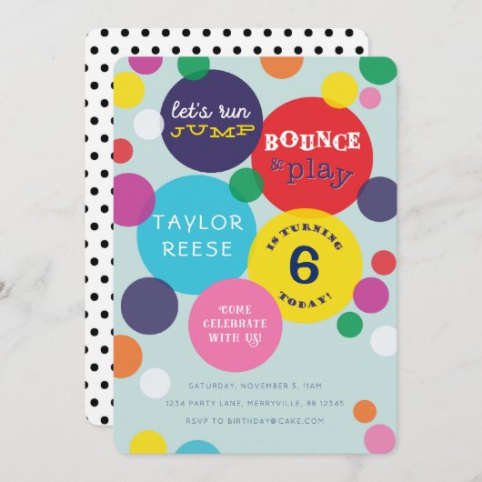 Jump Bounce House Birthday Uitnodiging (Voorkant / Achterkant)