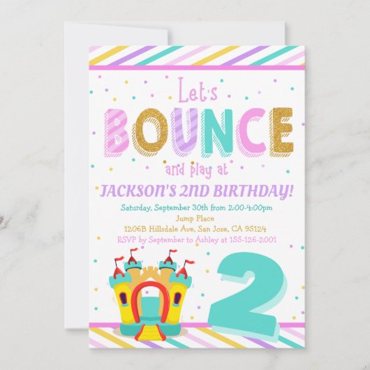 Jump Bounce House - Kleurrijk Kids Verjaardagsfees Kaart (Voorkant)