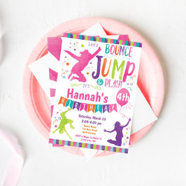 Jump Bounce House Trampoline Birthday Uitnodiging