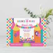 Jump Bounce House Trampoline Birthday Uitnodiging (Staand voorkant)