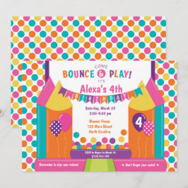 Jump Bounce House Trampoline Birthday Uitnodiging