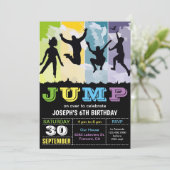 Jump Bounce House Trampoline Party Birthday Invite Kaart (Staand voorkant)