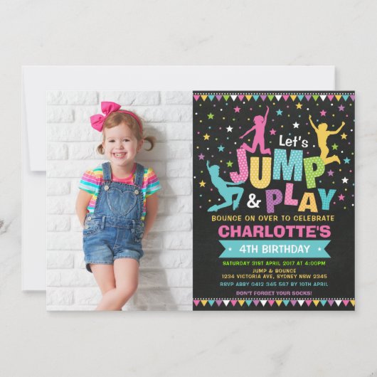 Jump Bounce House Trampoline Verjaardagsfeest Kaart (Voorkant)