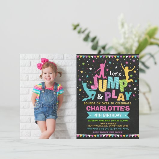 Jump Bounce House Trampoline Verjaardagsfeest Kaart (Staand voorkant)