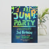 Jump Bounce Neon Jumping Trampoline Verjaardagsfee Kaart (Staand voorkant)