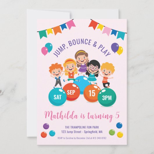 Jump Bounce Play Indoor Speeltuin Verjaardagsfeest Kaart (Voorkant)