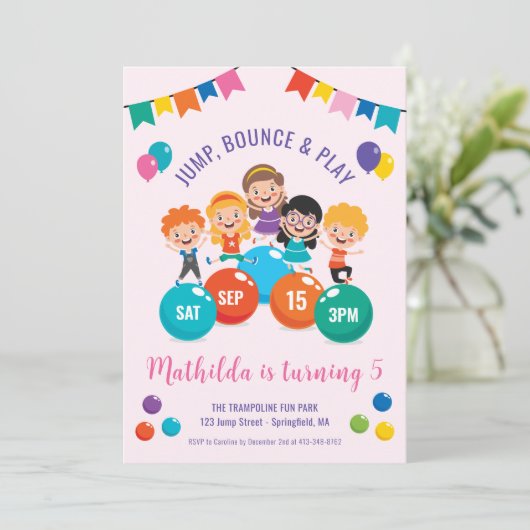 Jump Bounce Play Indoor Speeltuin Verjaardagsfeest Kaart (Staand voorkant)