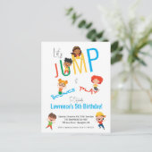 Jump Bounce Play Trampoline Park Party Verjaardag Briefkaart (Staand voorkant)