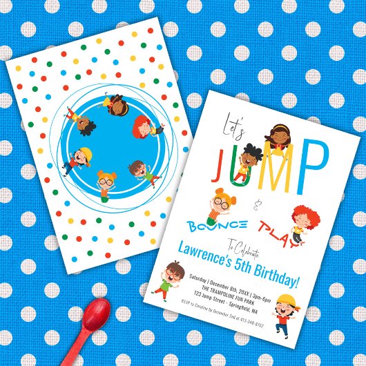 Jump Bounce Play Trampoline Park Party Verjaardag Kaart