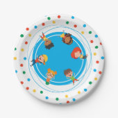 Jump Bounce Play Trampoline Park Party Verjaardag Papieren Bordje (Voorkant)