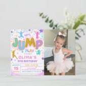 Jump Bounce Play Verjaardag Jump Trampoline Party Kaart (Staand voorkant)