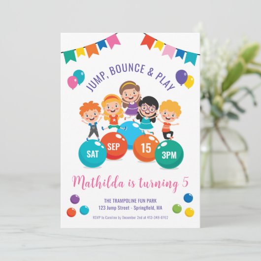 Jump Bounce Spelen Indoor Speeltuin Feest Verjaard Kaart (Staand voorkant)