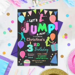 Jump Bounce Trampoline Park Birthday Invitation Kaart