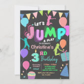Jump Bounce Trampoline Park Birthday Invitation Kaart (Voorkant)