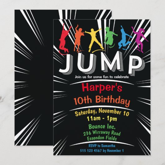 Jump Bounce Trampoline Verjaardagsfeest Kaart (Voorkant / Achterkant)