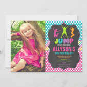 Jump bounce trampoline verjaardagsfeestje foto kaart (Voorkant)