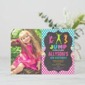 Jump bounce trampoline verjaardagsfeestje foto kaart (Staand voorkant)