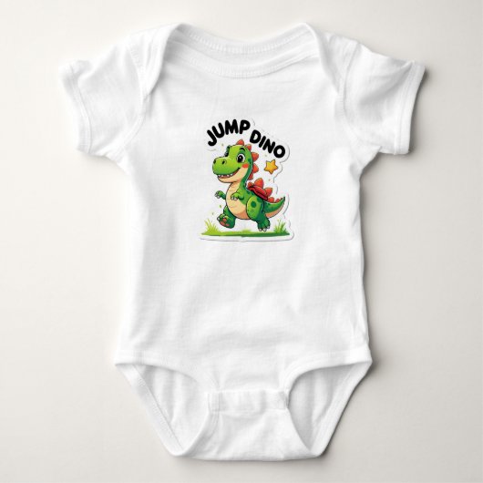 Jump Dino – Speelse Cartoon Sticker T-shirt (Voorkant)