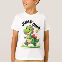 Jump Dino – Speelse Cartoon Sticker T-shirt
