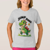 Jump Dino – Speelse Cartoon Sticker T-shirt (Voorkant)