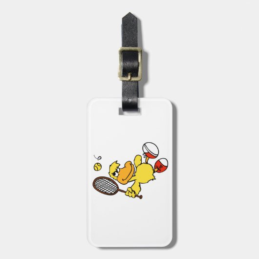 Jump Duck tennis | Achtergrondkleur kiezen Bagagelabel (Voorkant verticaal)