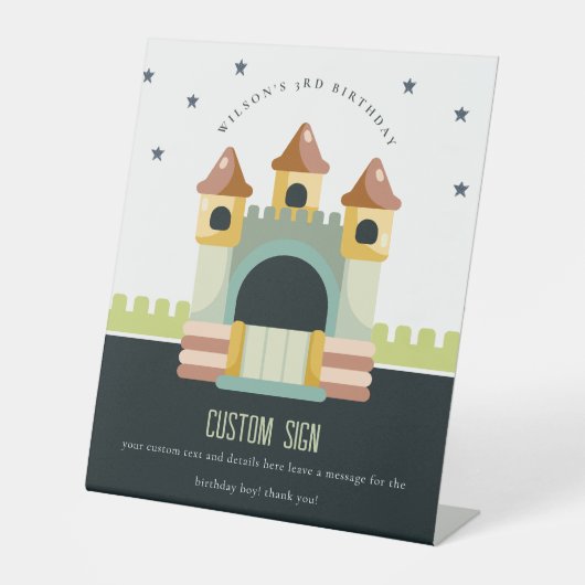 Jump en Play Birthday Custom Party Reclamebord Met Voetstuk (Voorkant)