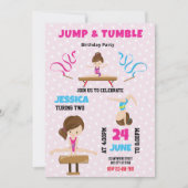 Jump en Tumble Gymnastics Verjaardag Uitnodiging (Voorkant)