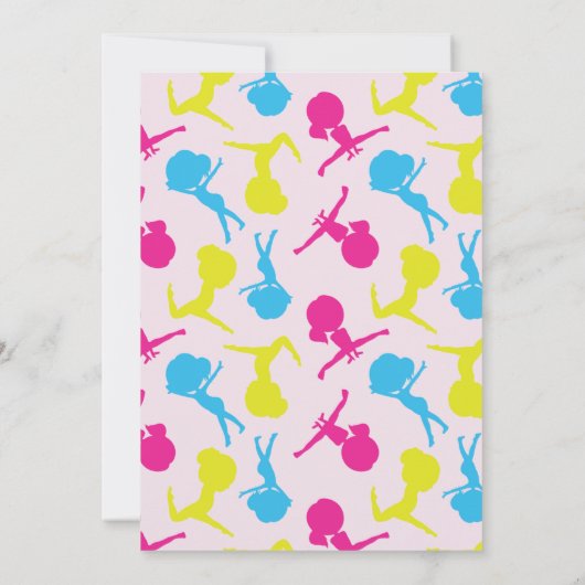 Jump en Tumble Gymnastics Verjaardag Uitnodiging (Achterkant)