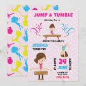 Jump en Tumble Gymnastics Verjaardag Uitnodiging (Voorkant / Achterkant)