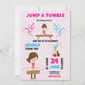 Jump en Tumble Gymnastics Verjaardag Uitnodiging (Voorkant)