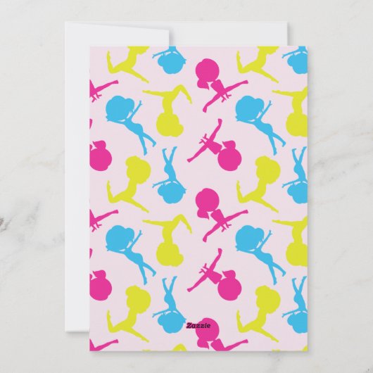 Jump en Tumble Gymnastics Verjaardag Uitnodiging (Achterkant)