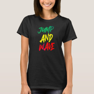 Jump en Wave Dominica Vlag Caribisch West-Indië T-shirt