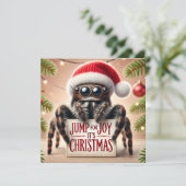 Jump for Joy Het is kerst Schattigee springspin Feestdagenkaart (Staand voorkant)