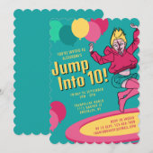 Jump Into 10 Trampoline Party Girls 10th Birthday Kaart (Voorkant / Achterkant)