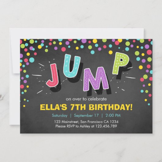 Jump Invitation Bounce House Bounce Verjaardag Kaart (Voorkant)