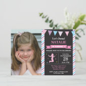 Jump Invitation Trampoline Birthday Party Kaart (Staand voorkant)