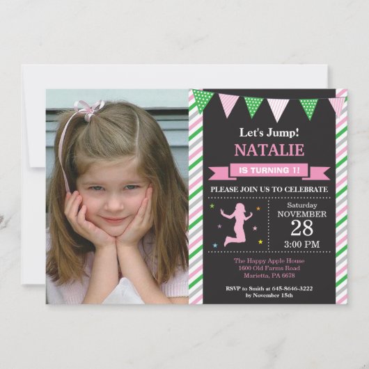 Jump Invitation Trampoline Birthday Party Kaart (Voorkant)