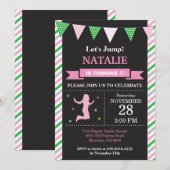 Jump Invitation Trampoline Verjaardagsfeest Kaart (Voorkant / Achterkant)
