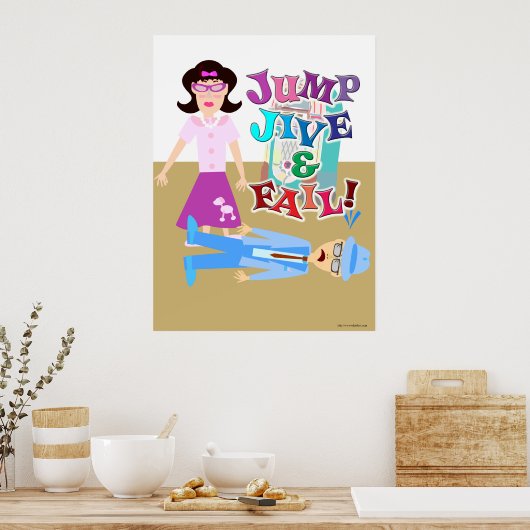 Jump Jive and Fail Swing Dance Cartoon Design Poster (Keuken)