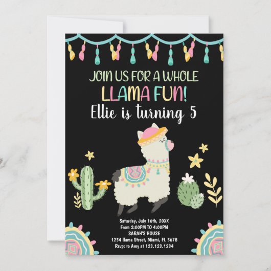 Jump Llama Verjaardag Uitnodigingen (Voorkant)