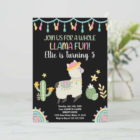 Jump Llama Verjaardag Uitnodigingen (Staand voorkant)