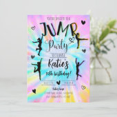 Jump Meisje Tie Dye Verjaardagsfeestje Kaart (Staand voorkant)