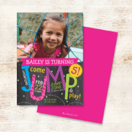 Jump Meisje Verjaardagsfeestfoto Roze op schoolbor Kaart